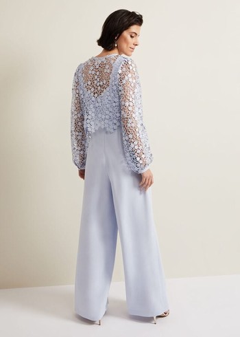 Phase Eight Mariposa Lace Jumpsuit Blue Australia | OH4879150